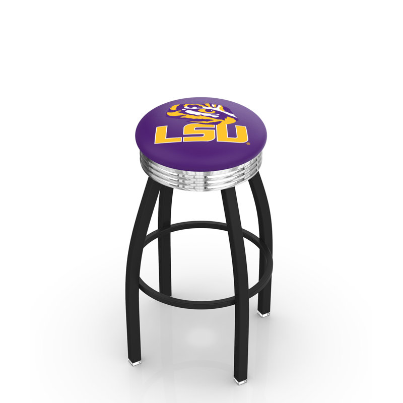 Tabouret de bar Logo Series, Tabouret de bar d'une hauteur de siège de 30 po, Chrome soudé solide, Université Louisiana State