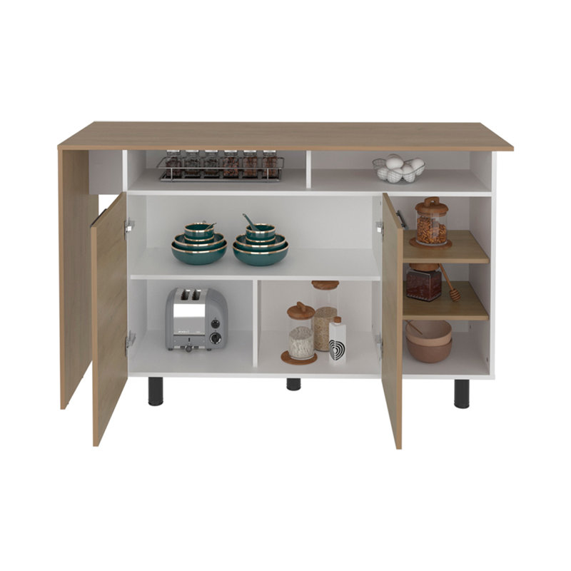 Îlot de cuisine avec armoire de rangement Korega, Blanc