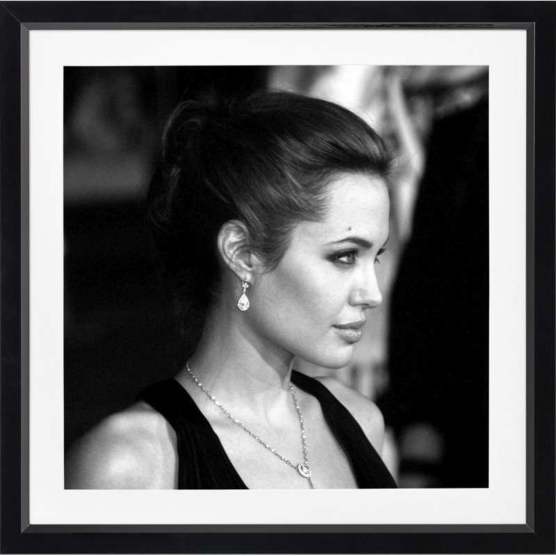 Angelina Jolie''s Side Profile Posing - Print on Wood