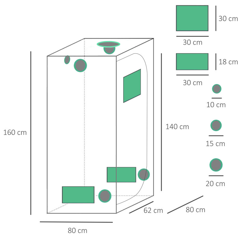 Sylva Modern Reflective Mylar Hydroponic Grow Tent With Adjustable Vents And Floor Tray