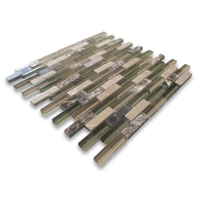 12" x 12" Marble Mosaic Brick Joint Wall & Floor Tile