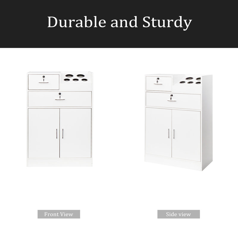 Armoire de rangement pour salon de beauté verrouillable, Blanc