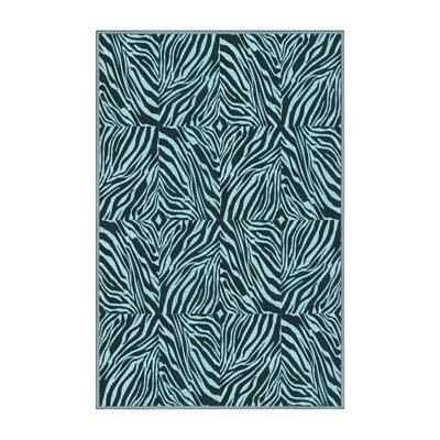 Tapis bleu clair à imprimé animal
