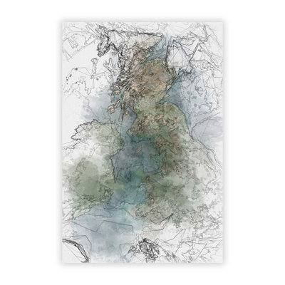 'View of Ireland & Great Britain' - Picture Frame Painting Print on Paper