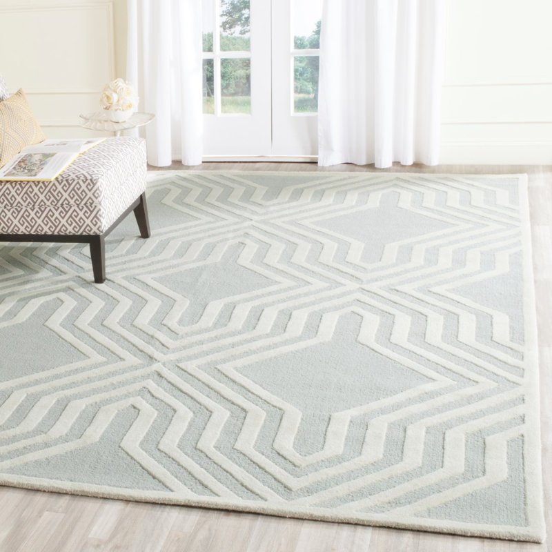 Deedgra Hand Tufted Wool Geometric Rug, Rectangle 5' x 8'