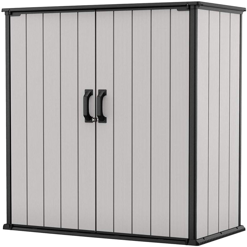 Keter Premier Tall 4.6x5.6 ft. Vertical Resin Outdoor Storage Shed for Patio Furniture and Tools