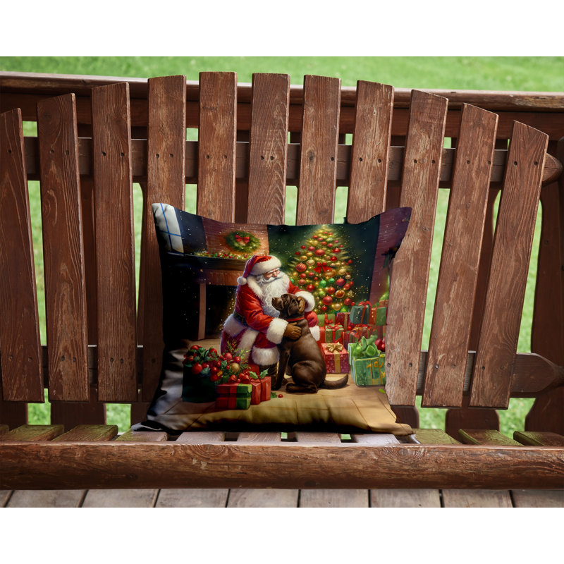 Coussin décoratif Labrador Retriever and Santa Claus, H 14 po x l 14 po