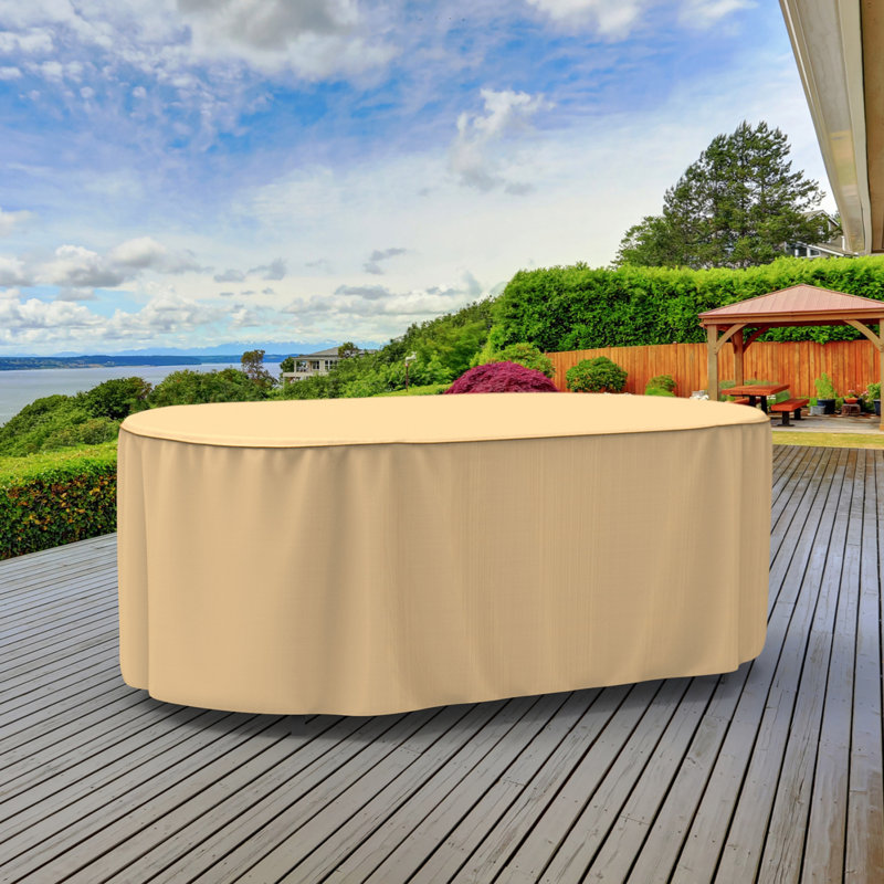 Eduardo Outdoor Oval Patio Table Cover, 28" H x 42" W x 72" D