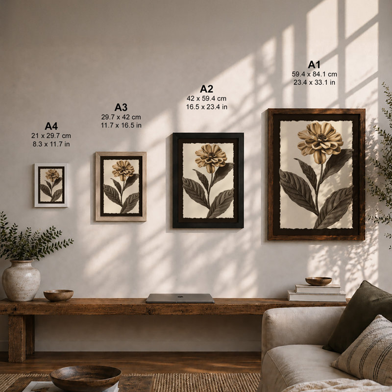 Study in Gold Botanical - Framed Print, Unframed, A1 - 84.1 x 59.4 cm