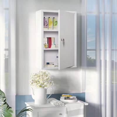 Steel Wall Mount Medicine Cabinet with Lock