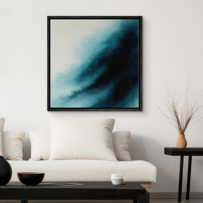 Reproduction d'art abstrait sur toile encadrée pour décoration intérieure moderne, H 16 po x l 16 po, Noir