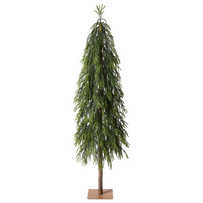 Sapin de Noël artificiel de 1,80 m avec tronc en bois véritable - Sapin de Noël réaliste en pin PE avec base en fer robuste pour une décoration sophistiquée de la maison et du bureau