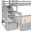 Lit superposé simple au-dessus d'un lit double en L gris. Option de rangement à 3 tiroirs. Bois massif. Coffre-fort avec garde-corps. Dimensions: 118,3 x 96,8 x 61,2. Assemblage requis des tiroirs gris. Possibilités supplémentaires. 118,3 l x 96,8 l-1568426696