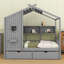 Lit en bois avec tiroirs et tablette de rangement-313605932-313605921