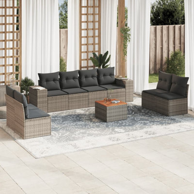  Ensemble de canapé de jardin gris, gris foncé