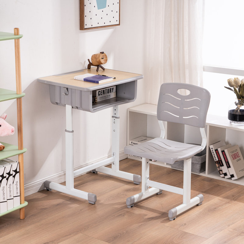 Ensemble de bureau d'art 23,62 po Kinga, Jaune/gris