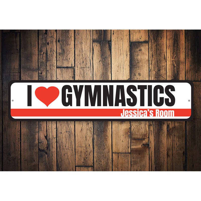 Enseigne de gymnastique en métal, H 6 po x l 24 po x P 0,06 po
