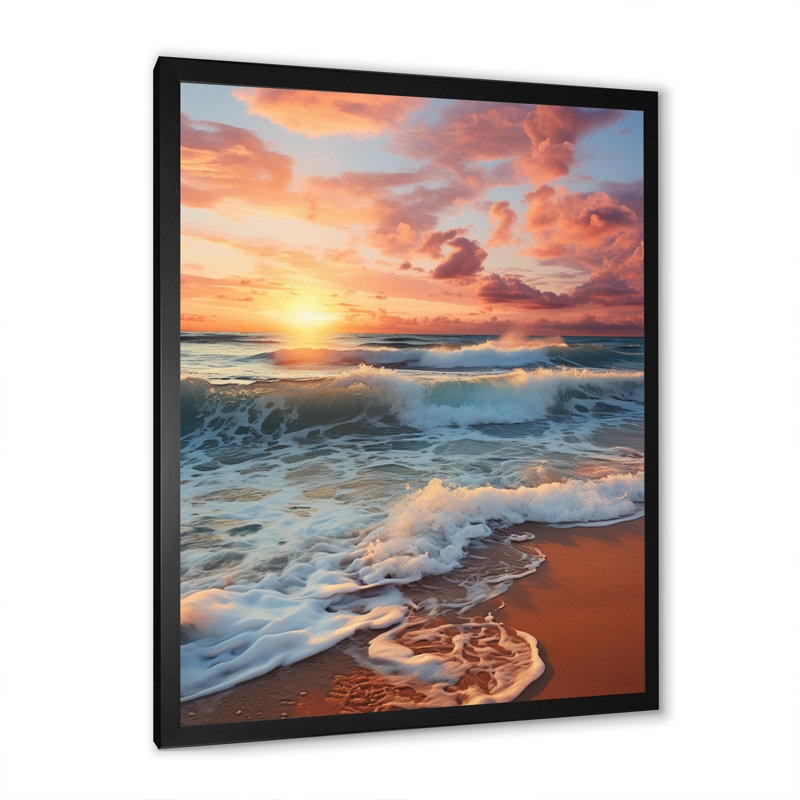 «Adryian Beach Photo Golden Sands», reproduction d'art sur toile encadrée, H 32 po x l 16 po x P 1 po, Cadre photo noir