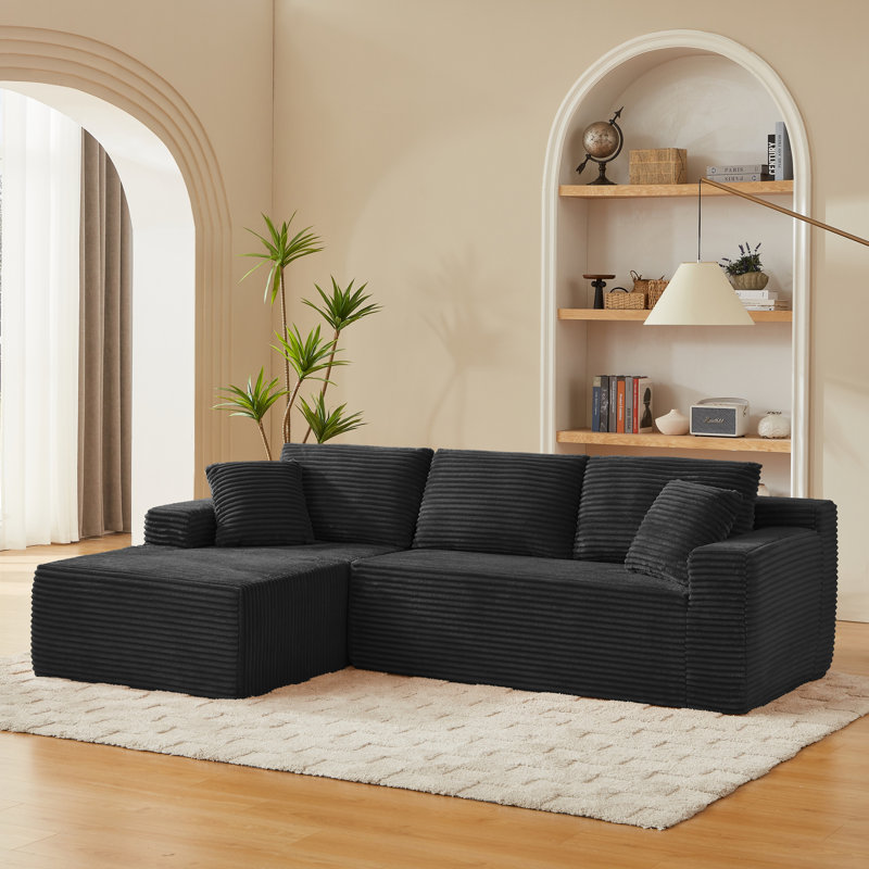 L-Shaped Cloud Sectional Sofa with Deep Seat,No Assembly Required,Modular Couches Sleeper for Living Room,Bedroom,Apartment,Black