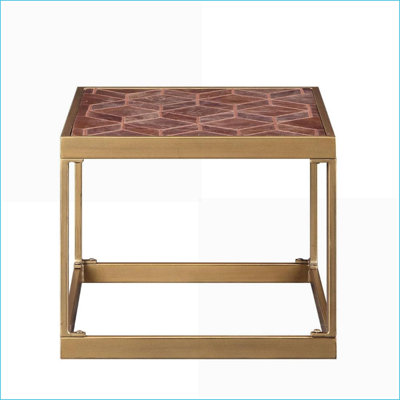 Table basse rétro en cuir fleur brun pour le salon, facile à assembler et surface polyvalente