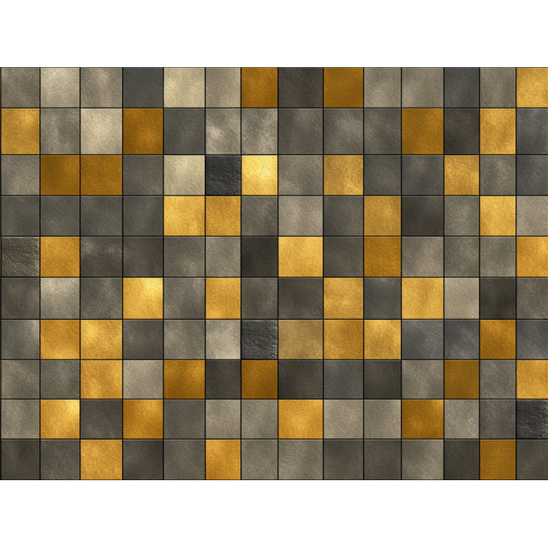 Machine Printed Comforter, King Comforter, Gold/Gray Checkered