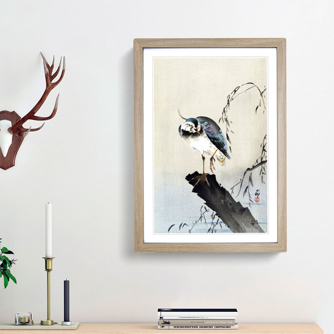 Lapwing on a Tree Stump by Ohara Koson - Picture Frame Painting Print