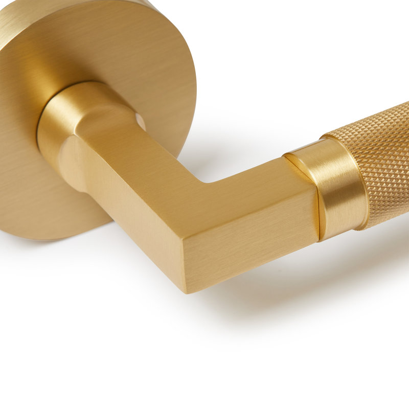 St. Tropez Solid Brass Satin Gold Lever Door Handle, Single Dummy