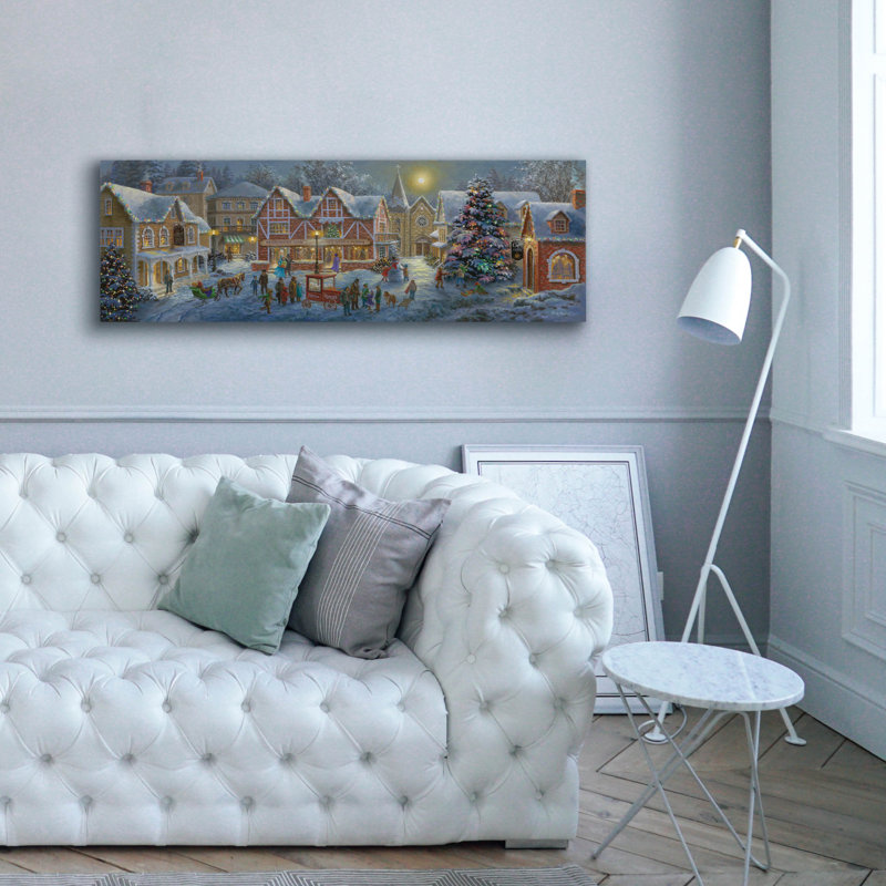  «Christmas Village Panoramic» par Nicky Boehme, art mural sur toile, 60 po x 20 po