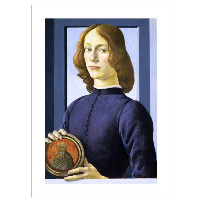 «Portrait of a Young Man» par Sandro Botticelli, impression giclée encadrée, 41.5" H x 30.52" W, Bleu