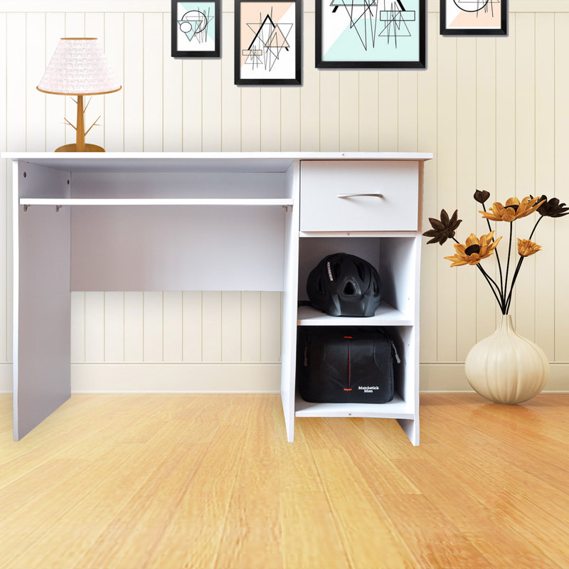 Bureau d'ordinateur avec tiroirs de rangement, bureau d'écriture avec compartiments ouverts