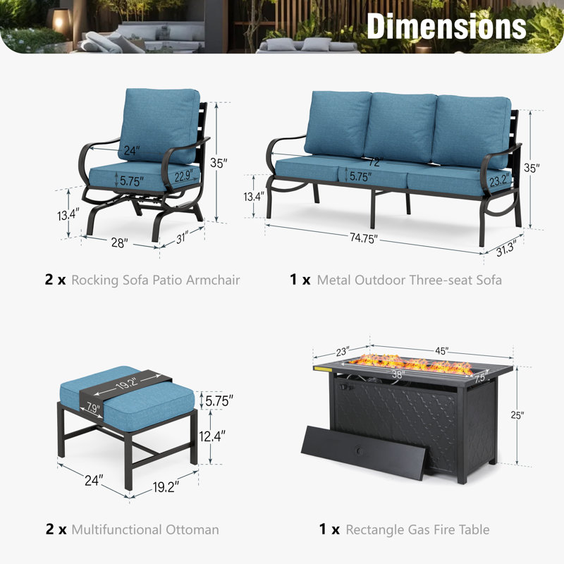 Tapasi Patio Conversation Set, Denim Blue, Yes