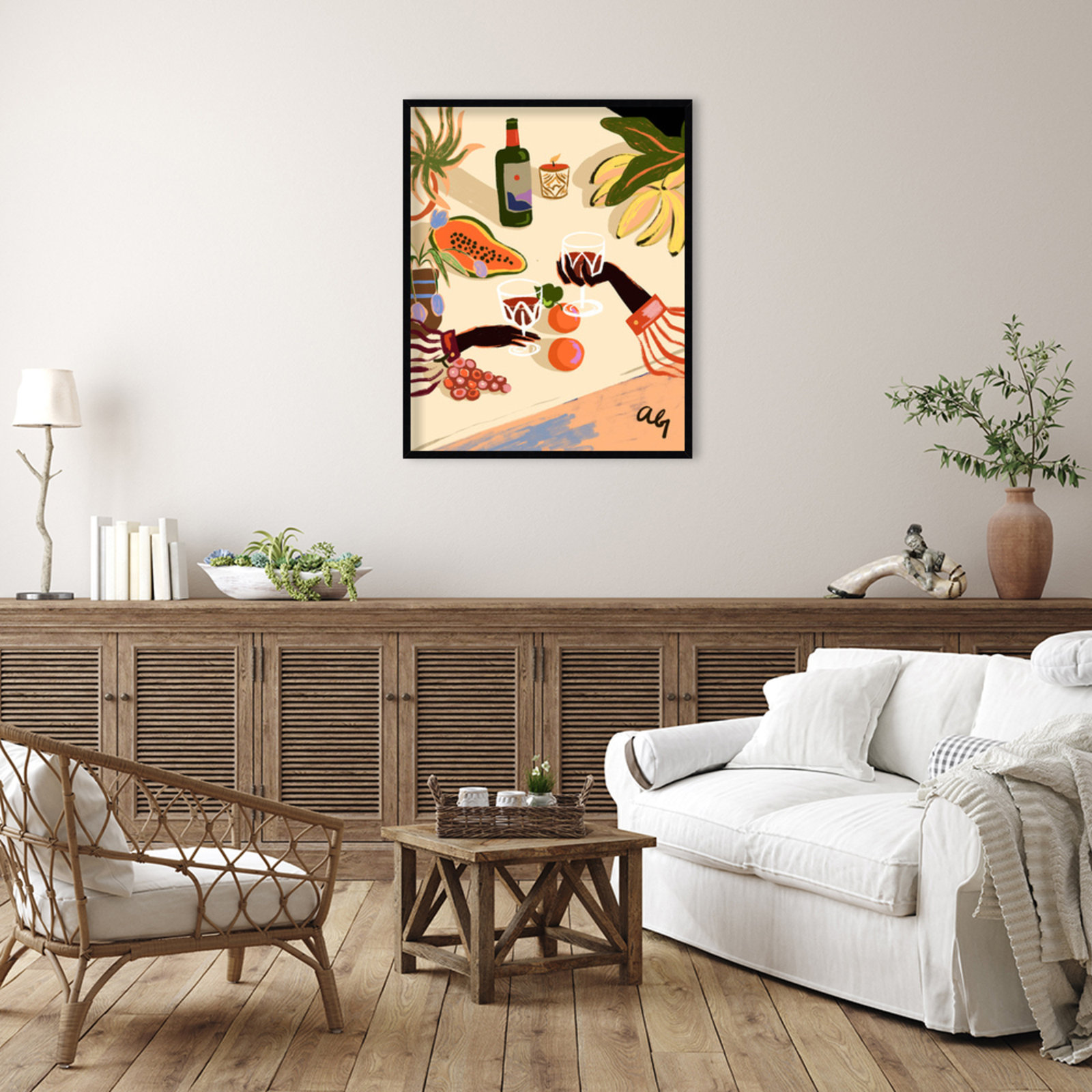 Pritchard "Cheers to You (Wine)" Print, Black, 41" H x 33" W