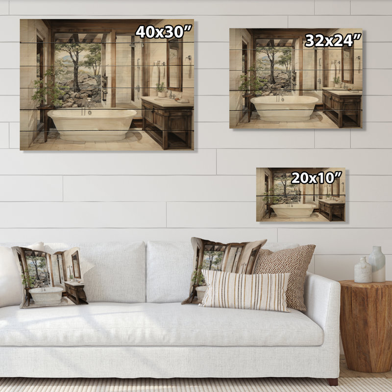 «Jaylond Bathroom Contemporary Zen II» sur bois, H 30 po x l 40 po x P 0,78 po