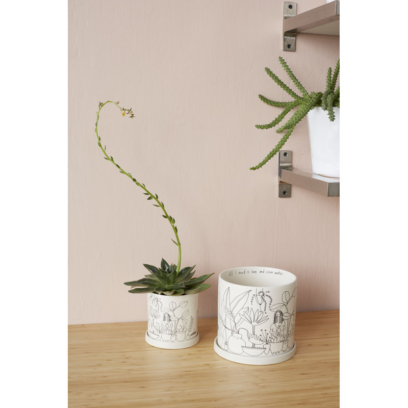 Pot à fleurs en céramique Plant Woman, H 4,75 po x l 4,75 po x P 4,75 po