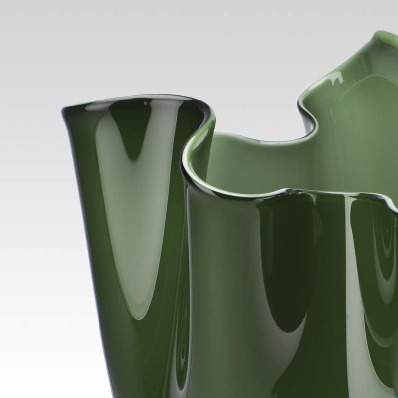 Venini Fazzoletto Vase, 12.2" H x 9.06" W x 9.06" D, Apple Green
