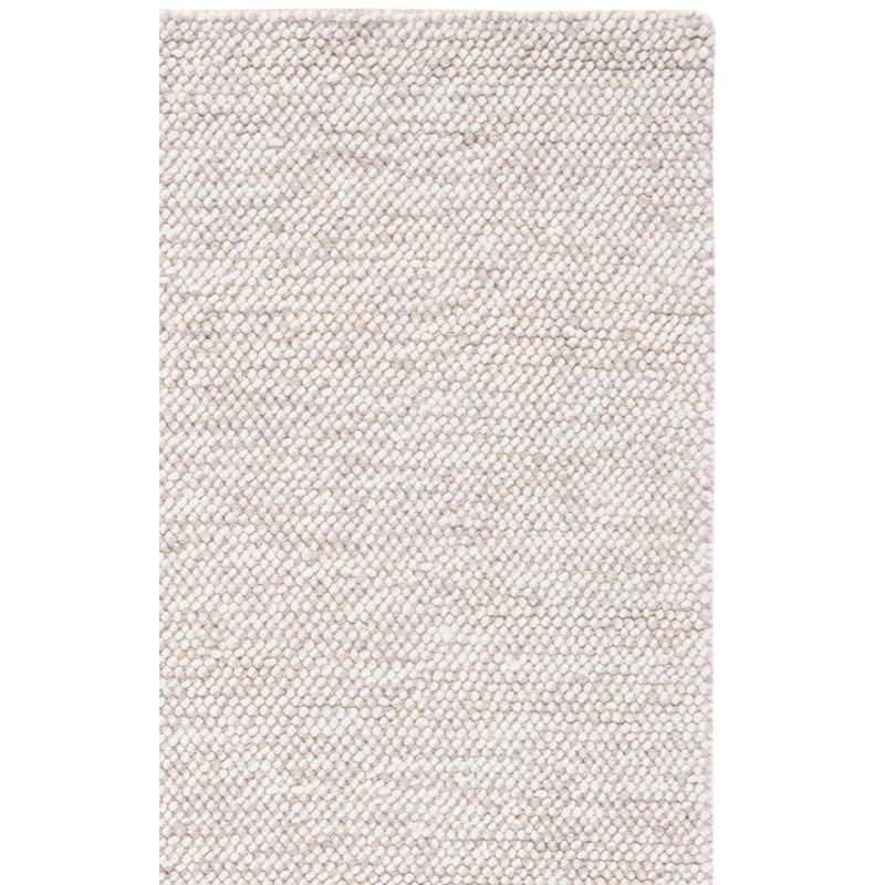Almus Geometric Handmade Hand-Loomed Beige / Ivory Area Rug, Rectangle 10' x 14'