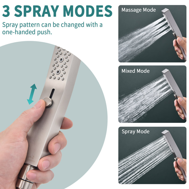 Pomme de douche double entièrement en métal avec mode massage équipé, Nickel brossé, 14"