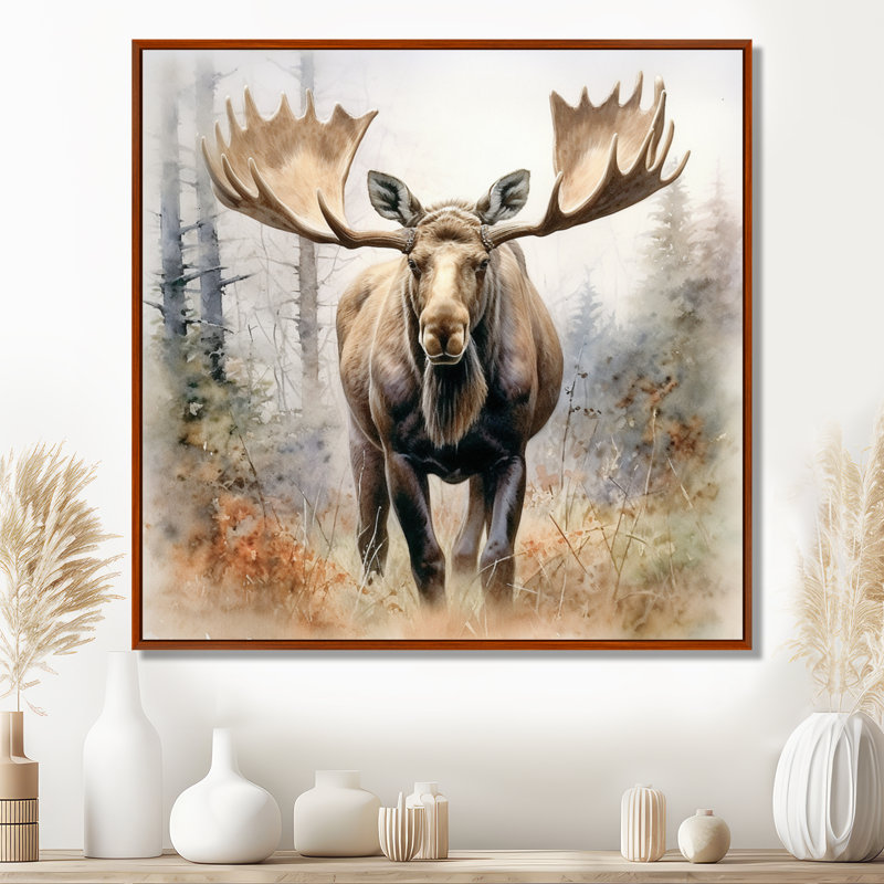 Moose Serenity II - Moose, art mural encadré, 16" H x 16" W, Black Picture Framed