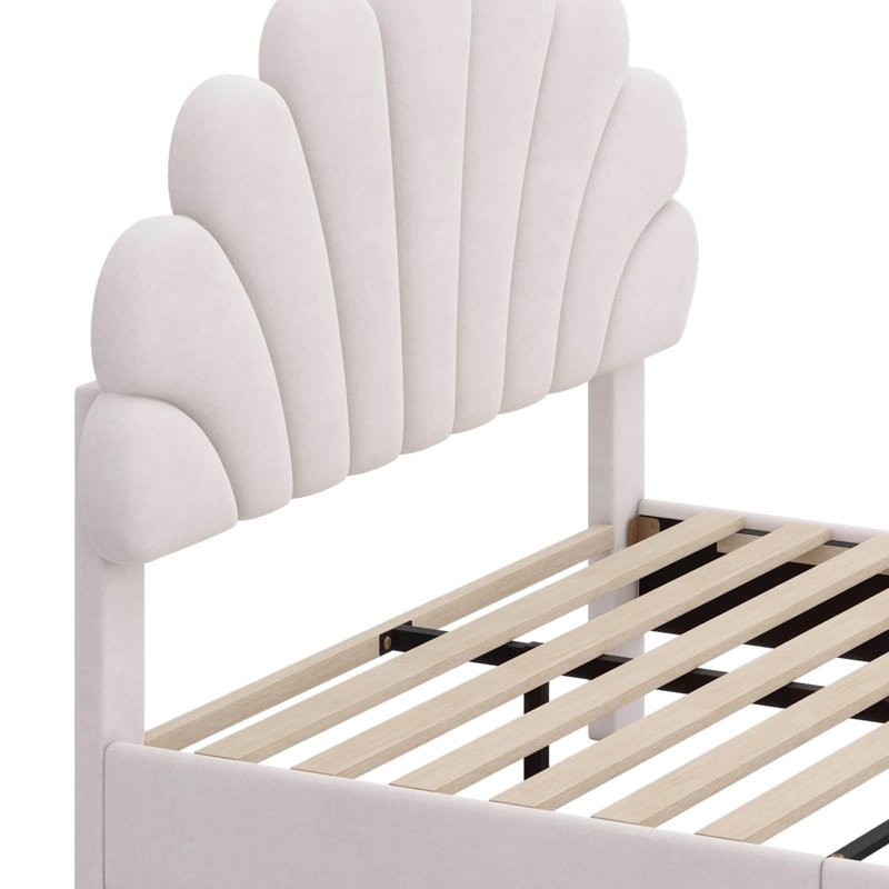 Madinah Upholstered Platform Bed, Beige, Queen