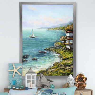 " Sailboat In Bay " Painting Print
