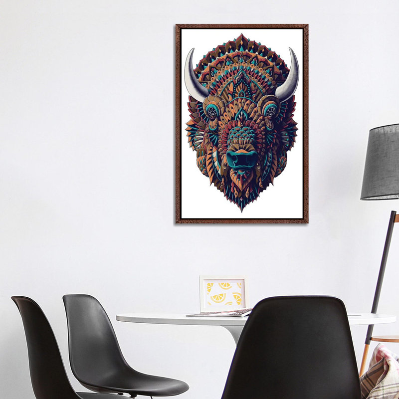 Bison In Color I by Bioworkz - Print on Canvas, 101.6 cm H x 66.04 cm W, Classic Brown Wood Framed