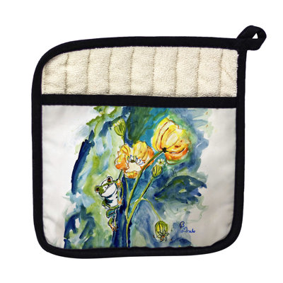 Grenouille et porte-pot de fleurs