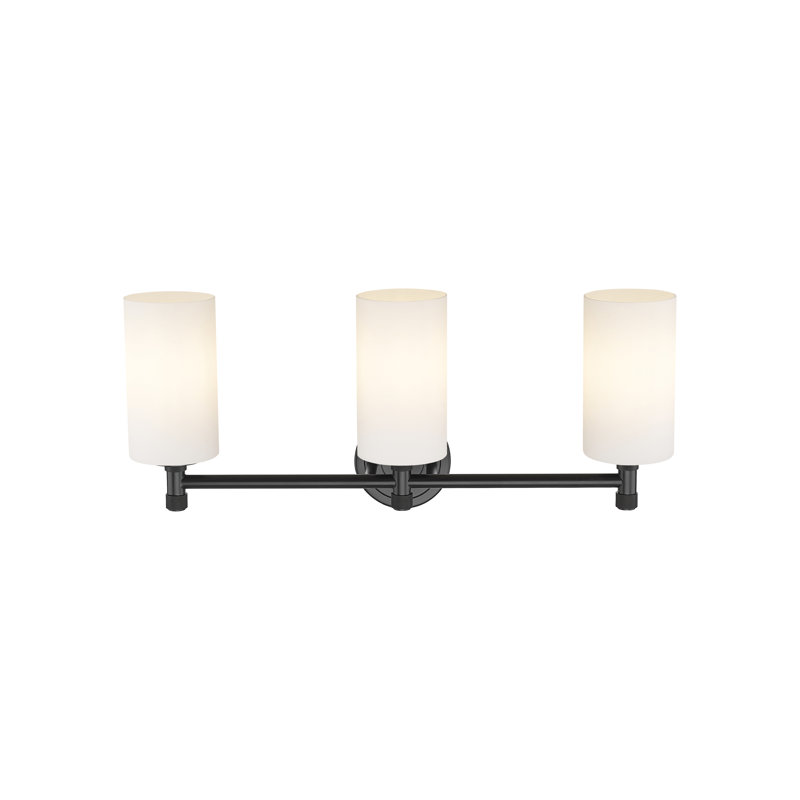 Éclairage pour meuble-lavabo mural 3 lumières Crown Point, Noir mat, Blanc mat