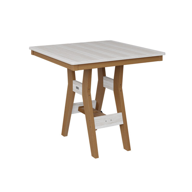 Harbor Outdoor Square Dining Table, 30.37" H x 33" W x 33" D, Seashell, Natural Teak