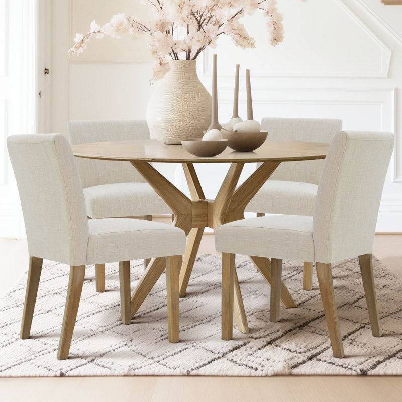 Encline 18.5" Stain Resistant Linen Dining Chair, Beige