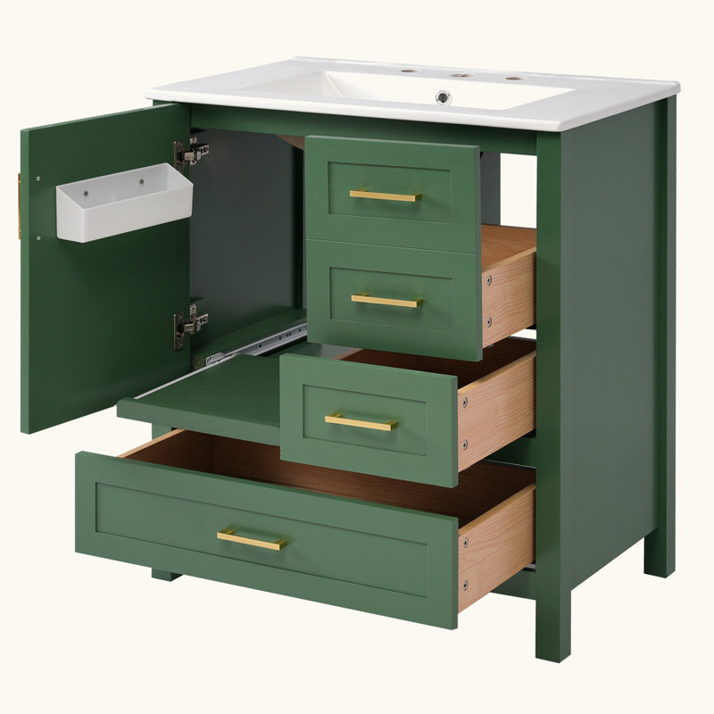 Ensemble de meuble-lavabo avec lavabo, Vert