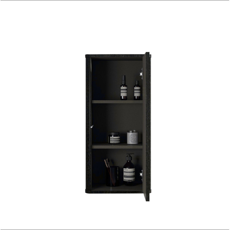 Armoire latérale flottante rayée en chêne noir brossé, armoire de rangement murale pour petits espaces, pré-assemblée, Black