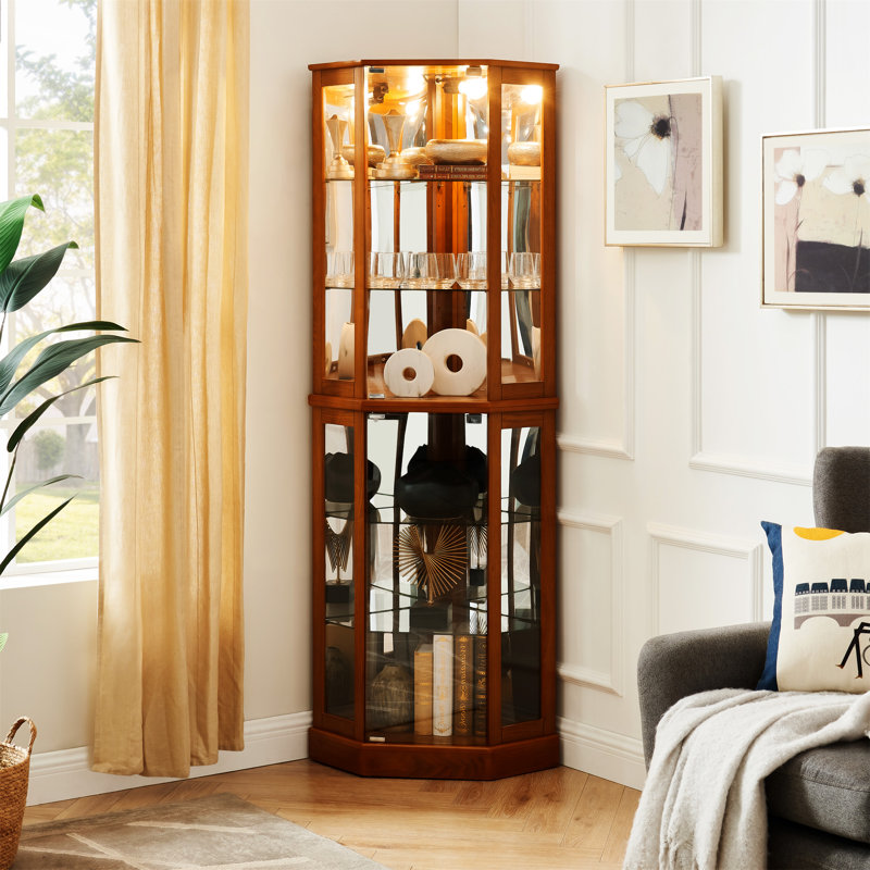 Vitrine de coin à 6 tablettes avec lumières