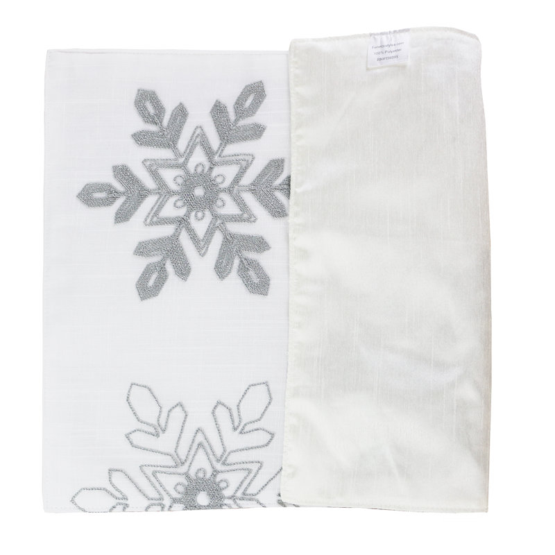 Napperons en flocons de neige brodés argent et blanc, ensemble de 4