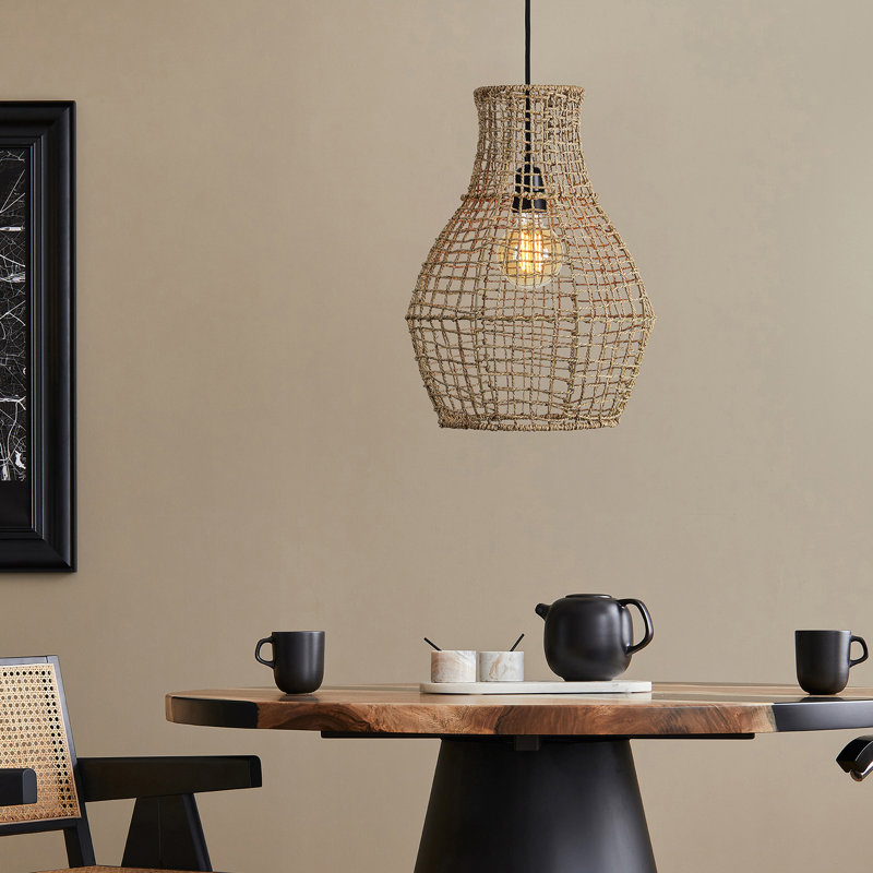Luminaire suspendu unique à 1 lumière, Beige